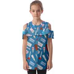 Medicine Pattern Fold Over Open Sleeve Top by SychEva