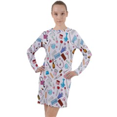 Medical Long Sleeve Hoodie Dress by SychEva