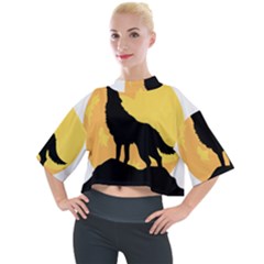 Wolf Wild Animal Night Moon Mock Neck Tee by Semog4