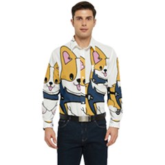 Puppy Cartoon Corgi Men s Long Sleeve Pocket Shirt  by Semog4