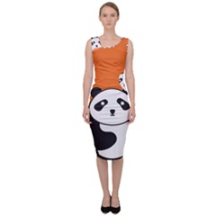 Panda Animal Orange Sun Nature Sleeveless Pencil Dress