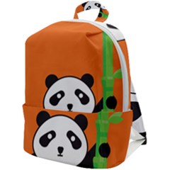 Panda Animal Orange Sun Nature Zip Up Backpack by Semog4