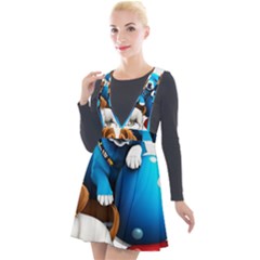 Cute Dog Dogs Animal Pet Plunge Pinafore Velour Dress by Semog4