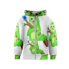 Sloth Branch Cartoon Fantasy Kids  Zipper Hoodie by Semog4