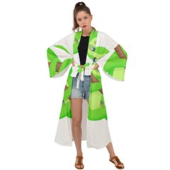 Sloth Branch Cartoon Fantasy Maxi Kimono