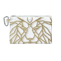 Lion Face Wildlife Crown Canvas Cosmetic Bag (medium) by Semog4