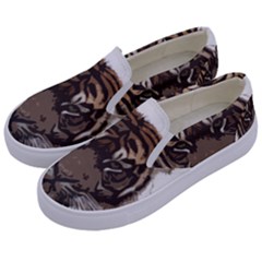 Tiger Comic Cartoon Animal Kids  Canvas Slip Ons by Semog4