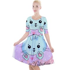 Cat Valentine-s Day Valentine Quarter Sleeve A-line Dress by Semog4