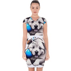 Dog Animal Pet Puppy Pooch Capsleeve Drawstring Dress  by Semog4