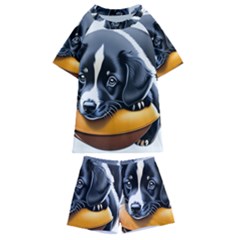 Dog Animal Cute Pet Puppy Pooch Kids  Swim Tee And Shorts Set by Semog4
