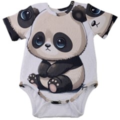 Cute Panda Bear Animal Cartoon Baby Short Sleeve Bodysuit by Semog4