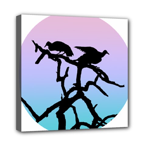Birds Bird Vultures Tree Branches Mini Canvas 8  X 8  (stretched)