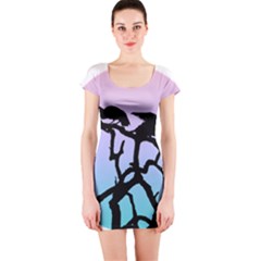 Birds Bird Vultures Tree Branches Short Sleeve Bodycon Dress