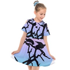 Birds Bird Vultures Tree Branches Kids  Short Sleeve Shirt Dress