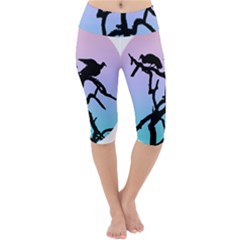 Birds Bird Vultures Tree Branches Lightweight Velour Cropped Yoga Leggings