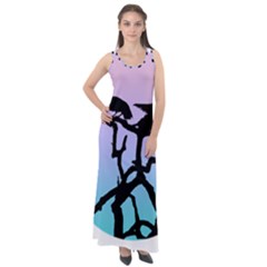 Birds Bird Vultures Tree Branches Sleeveless Velour Maxi Dress