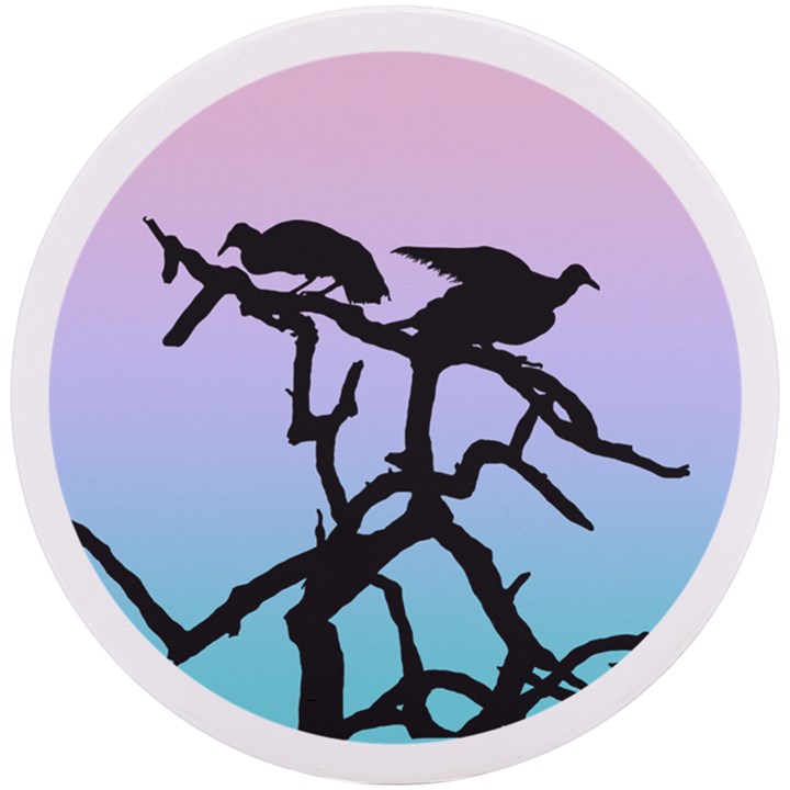 Birds Bird Vultures Tree Branches UV Print Round Tile Coaster