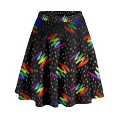 Rainbows Pixel Pattern High Waist Skirt
