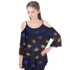 Rainbows Pixel Pattern Flutter Tees