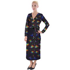 Rainbows Pixel Pattern Velvet Maxi Wrap Dress