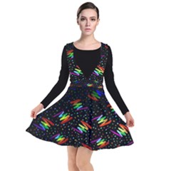 Rainbows Pixel Pattern Plunge Pinafore Dress