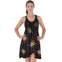 Rainbows Pixel Pattern Show Some Back Chiffon Dress