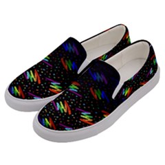 Rainbows Pixel Pattern Men s Canvas Slip Ons