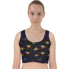 Rainbows Pixel Pattern Velvet Racer Back Crop Top