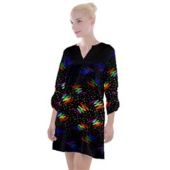 Rainbows Pixel Pattern Open Neck Shift Dress