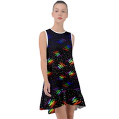 Rainbows Pixel Pattern Frill Swing Dress