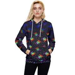 Rainbows Pixel Pattern Women s Lightweight Drawstring Hoodie