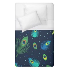 Blue Background Pattern Feather Peacock Duvet Cover (single Size)