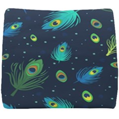 Blue Background Pattern Feather Peacock Seat Cushion