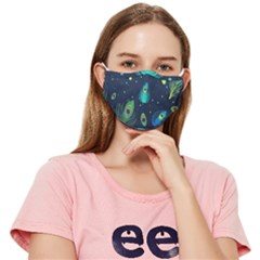 Blue Background Pattern Feather Peacock Fitted Cloth Face Mask (Adult)