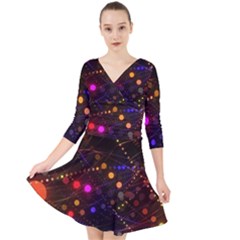 Abstract Light Star Design Laser Light Emitting Diode Quarter Sleeve Front Wrap Dress by Semog4