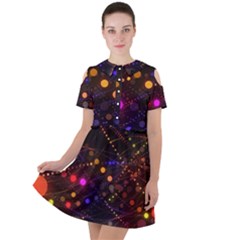 Abstract Light Star Design Laser Light Emitting Diode Short Sleeve Shoulder Cut Out Dress  by Semog4