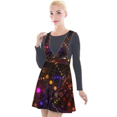 Abstract Light Star Design Laser Light Emitting Diode Plunge Pinafore Velour Dress by Semog4