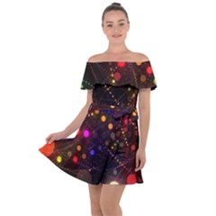 Abstract Light Star Design Laser Light Emitting Diode Off Shoulder Velour Dress by Semog4