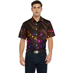 Abstract Light Star Design Laser Light Emitting Diode Men s Short Sleeve Pocket Shirt  by Semog4