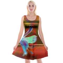 Abstract Fractal Design Digital Wallpaper Graphic Backdrop Reversible Velvet Sleeveless Dress