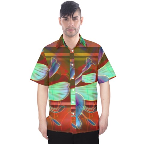 Abstract Fractal Design Digital Wallpaper Graphic Backdrop Men s Hawaii Shirt by Semog4