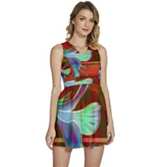 Abstract Fractal Design Digital Wallpaper Graphic Backdrop Sleeveless High Waist Mini Dress
