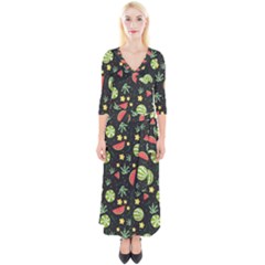 Watermelon Berries Patterns Pattern Quarter Sleeve Wrap Maxi Dress