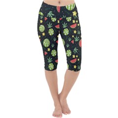 Watermelon Berries Patterns Pattern Lightweight Velour Cropped Yoga Leggings by Semog4