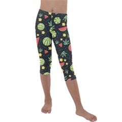 Watermelon Berries Patterns Pattern Kids  Lightweight Velour Capri Leggings  by Semog4