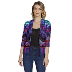Gamer Life Women s Draped Front 3/4 Sleeve Shawl Collar Jacket by minxprints