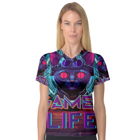 Gamer Life V-neck Sport Mesh Tee by minxprints