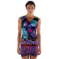 Gamer Life Wrap Front Bodycon Dress