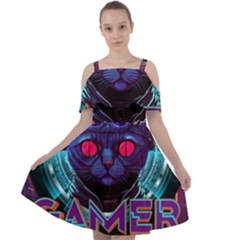 Gamer Life Cut Out Shoulders Chiffon Dress