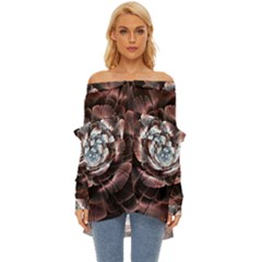 Flower Fractal Art Cool Petal Abstract Off Shoulder Chiffon Pocket Shirt by Semog4